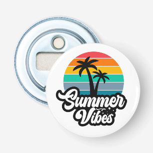 Zomerstemming met Palmboom Ontwerp Button Flesopener
