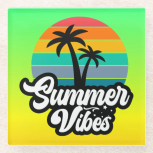 Zomerstemming met Palmboom Ontwerp Glazen Onderzetter
