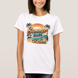 Zomerstemming Retro Strand Tropische Vakantie T-shirt