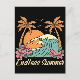 Zomerstemming Retro Strand-Vintage Kust Zonneschij Briefkaart