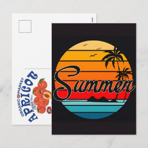 Zomerstemming Retro Strand-Vintage Kust Zonneschij Feestdagenkaart