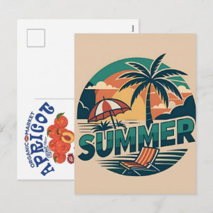 Zomerstemming Retro Strand-Vintage Kust Zonneschij Feestdagenkaart