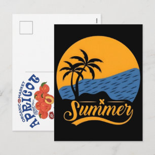 Zomerstemming Retro Strand-Vintage Kust Zonneschij Feestdagenkaart