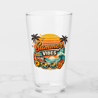 Zomerstemming Retro Strand Zonsondergang Glas