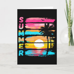 Zomerstemming Retro Strand Zonsondergang Palmboom Kaart