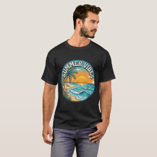 Zomerstemming Retro Strand Zonsondergang T-Shirt