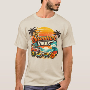 Zomerstemming Retro Strand Zonsondergang T-shirt
