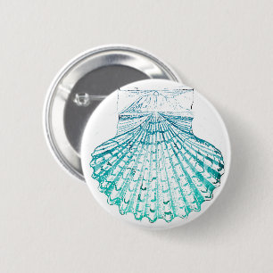 zomerstrand blauwgroen blauwe waterverf zeeschildp ronde button 5,7 cm