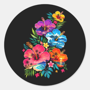 Zomerstrand Hibiscus Bloem Ronde Sticker