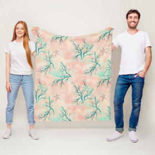 Zomerstrand Koraalpatroon Fleece Deken
