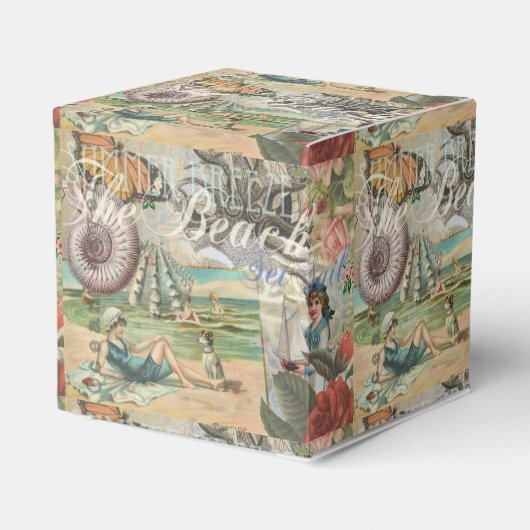 Zomerstrand  octopus antiek zeilen bedankdoosjes (Achterkant)