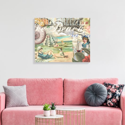 Zomerstrand  octopus antiek zeilen canvas afdruk (Insitu (Woonkamer))