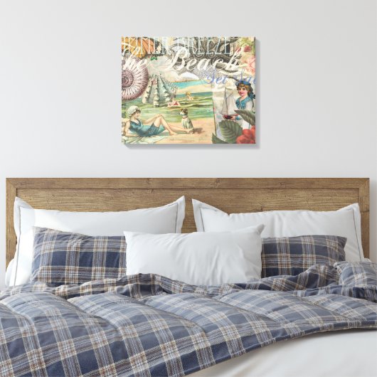 Zomerstrand  octopus antiek zeilen canvas afdruk (Insitu (Slaapkamer))