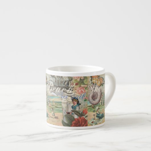 Zomerstrand  octopus antiek zeilen espresso kop (Voorkant rechts)