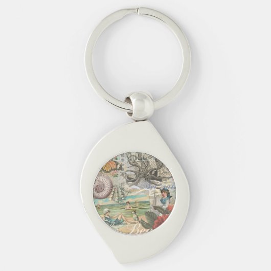 Zomerstrand octopus antiek zeilen sleutelhanger (Voorkant)