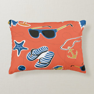 Zomerstrand: Ontspannend naadloos patroon. Accent Kussen