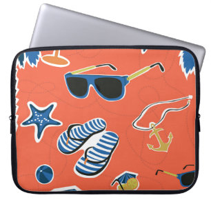 Zomerstrand: Ontspannend naadloos patroon. Laptop Sleeve