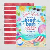 Zomerstrand Scène Meisjes Strandfeest Verjaardag Kaart (Voorkant / Achterkant)