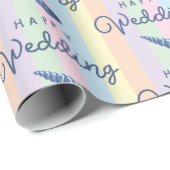 Zomerstrandbruiloft Oceaan Schelp Regenboog Streep Cadeaupapier (Rol Hoek)