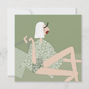 Zomerstrandmeisje Chic Illustratie Kunstkaart Kaart