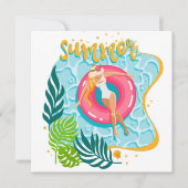 Zomerstrandmeisje wenskaart kaart (Voorkant)