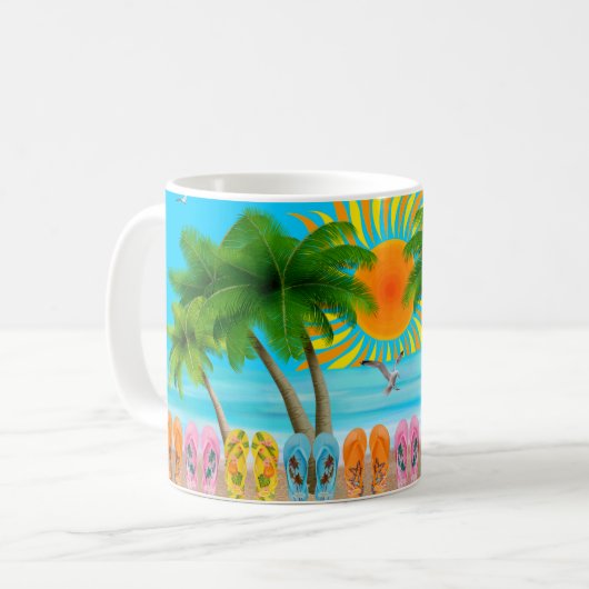 Zomerstrandplezier koffiemok (Voorkant links)