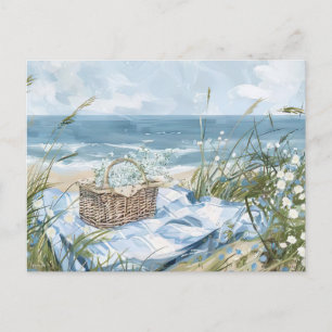 Zomerstrandtafereel Kustkunst Ansichtkaart Briefkaart