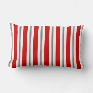 zomerstrepen, diep rood, wit en grijs kussen