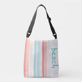 zomerstrepen in koraal en turkooizen crossbody tas
