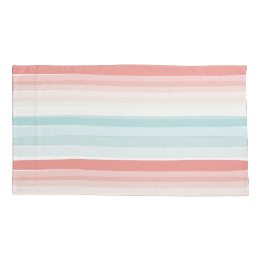 zomerstrepen in koraal en turkooizen kussensloop (Achterkant)