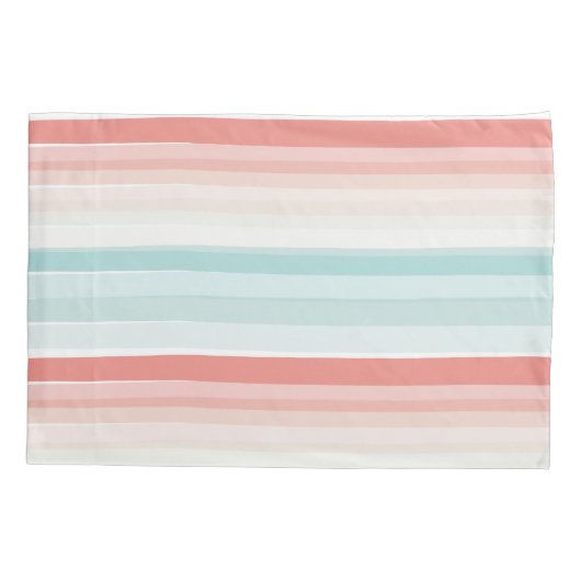 zomerstrepen in koraal en turkooizen kussensloop (Achterkant-Links)