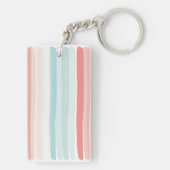 zomerstrepen in koraal en turkooizen sleutelhanger (achterkant)