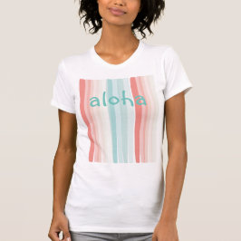zomerstrepen in koraal en turkooizen t-shirt