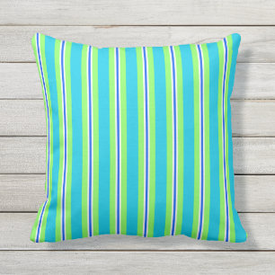 zomerstrepen - turquoise en kalkgroen buitenkussen