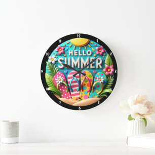 Zomerthema Teenslippers en levendige decoraties Grote Klok