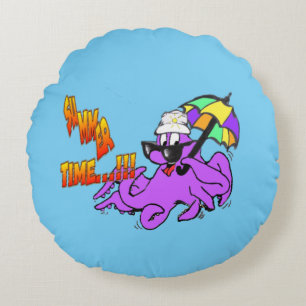 Zomertijd Octopus Cartoon Kinder Ronde Pillow Rond Kussen
