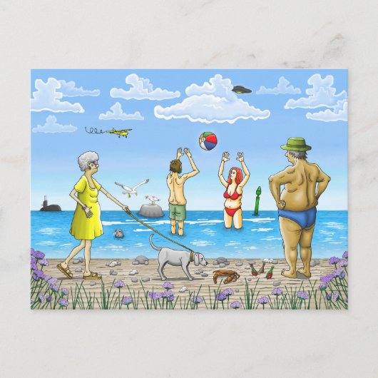 Zomertijd op het strand briefkaart (Voorkant)