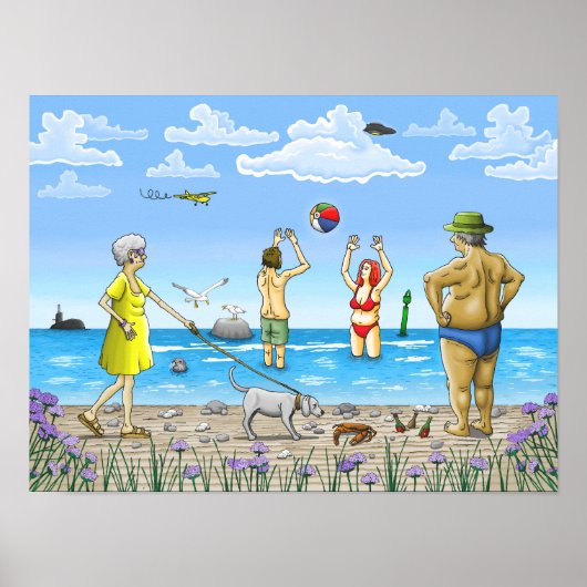 Zomertijd op het strand poster (Voorkant)
