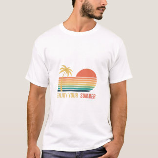 Zomertijd Polo t-shirt Retro Beach Sunset Logo pal