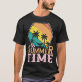Zomertijd, Strand, Hangmat, & Palmbomen T-shirt (Voorkant)