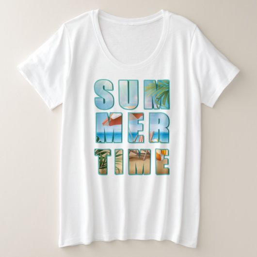 Zomertijd tekst met grote letters strand-23430 grote maat t-shirt (Design voorkant)