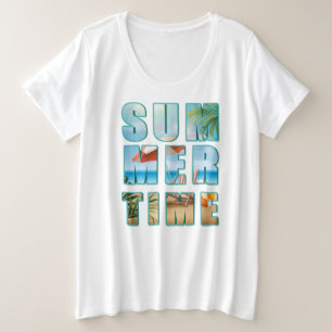 Zomertijd tekst met grote letters strand-23430 maat t-shirt
