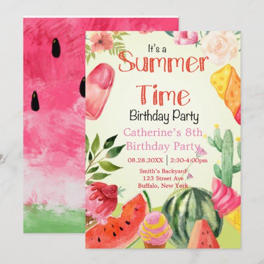 Zomertijd Watermelon Birthday (Voorkant / Achterkant)