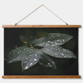 Zomertijd Zilveren Regendruppels op Donkergroen Bl Hangend Wandkleed