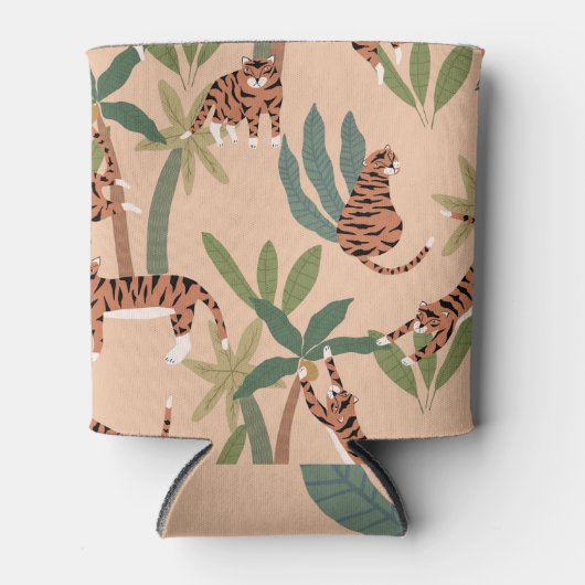 Zomertijgers Palmbomen Exotisch Blikjeskoeler (Voorkant)