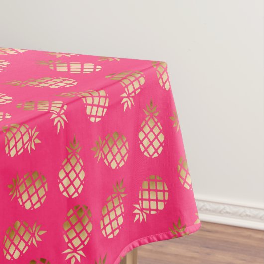 Zomertropisch goud en roze ananananaspatroon tafelkleed (Voorbeeld)