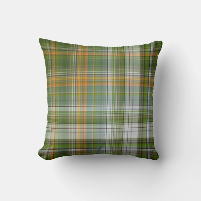 Zomertuin Groen en Geel Plaid Kussen (Voorkant)