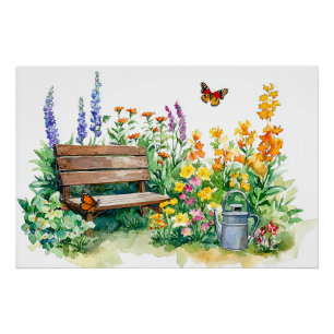 Zomertuin met vlinders perfect poster
