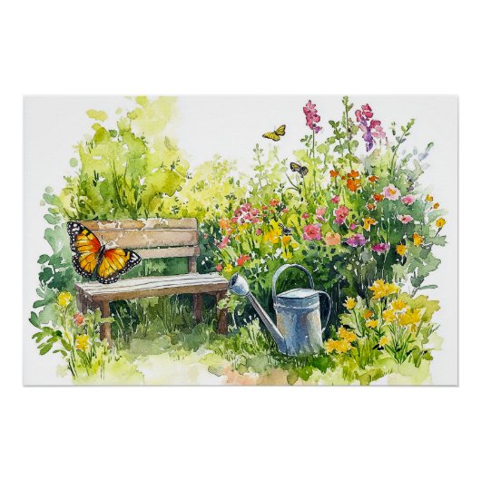 Zomertuin met vlinders perfect poster (Voorkant)