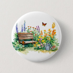 Zomertuin met vlinders ronde button 5,7 cm